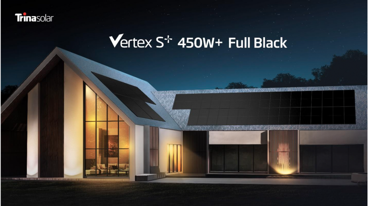 Trina Solar’s Vertex S+ solar panels installed onto a luxury home rooftop