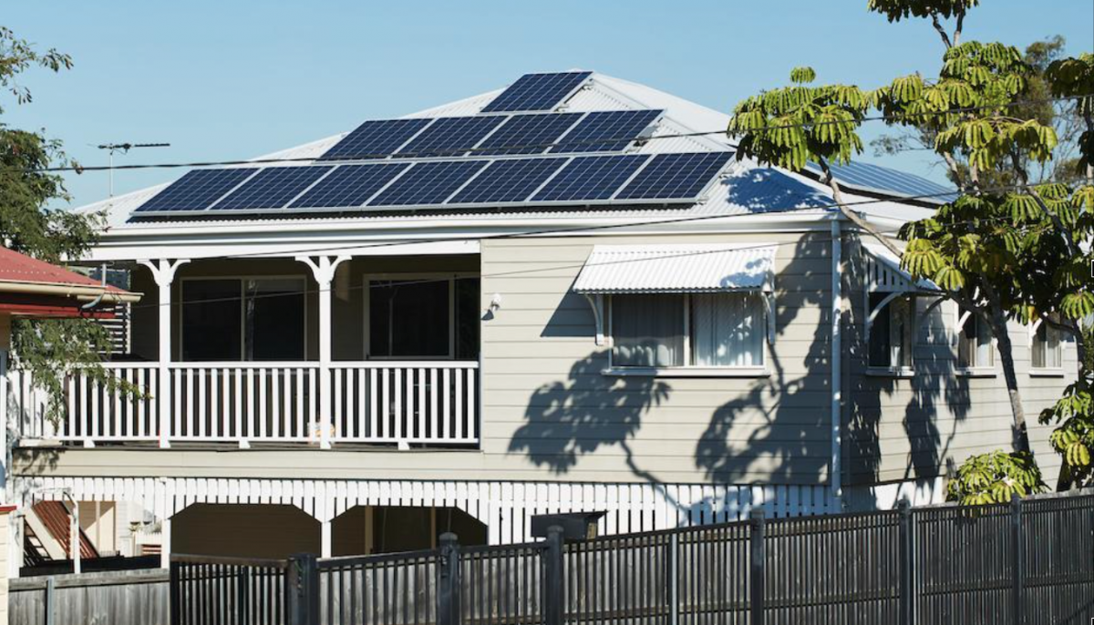 Solar panels on a residential rooftop